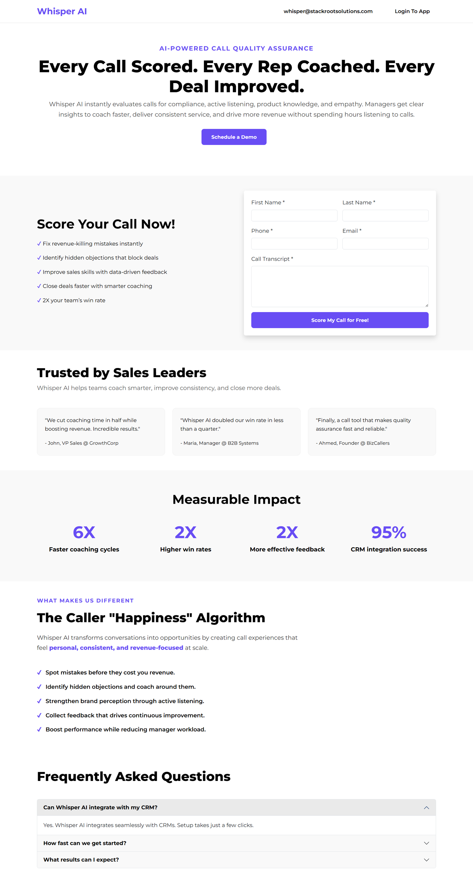 Whisper AI Call Center QA Platform